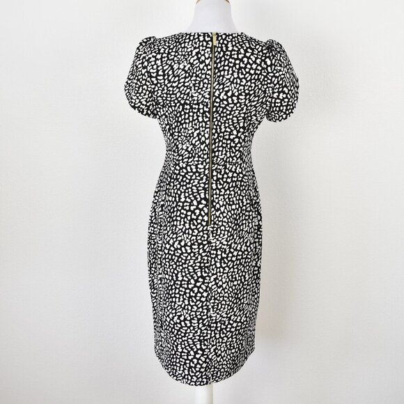 Calvin Klein Leopard Print Tulip Sleeve Sheath Dress - 8 - Picture 8 of 10